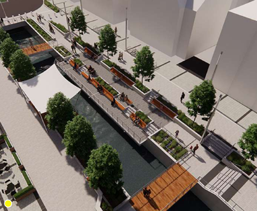 Artists impression of the 'Canal Quarter' in Cardiff once it's completed
